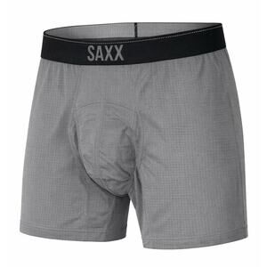 SAXX Boxer Briefs Men Small Gray Quest Ballpark Pouch Mesh Stretch NWT